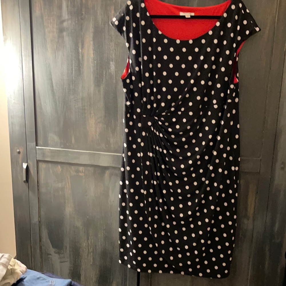 Dressbarn, Navy & White Poka-Dot Dress, Women’s  Size 22, EUC, NonSmoker Home